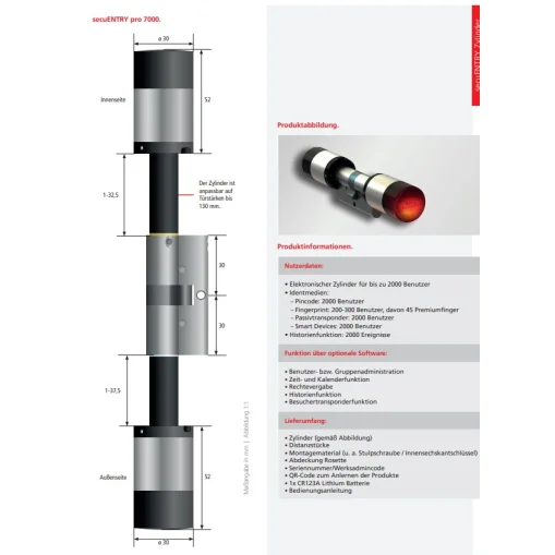 Burg Wächter secuENTRY pro 7000 Zylinder