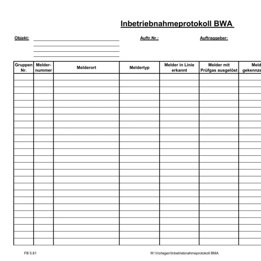 SmartCell Inbetriebnahmeprotokoll für Brandwarnanlagen (BWA)