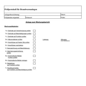 SmartCell Serviceprotokoll für Brandwarnanlagen (BWA)