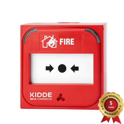 2X Intelligenter adressierbarer Handfeuermelder der Excellence-Serie zur Oberflächenmontage mit Rückwandgehäuse und Klappdeckel